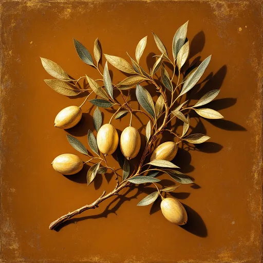Prompt: golden olive branch painting Elsa bleda 