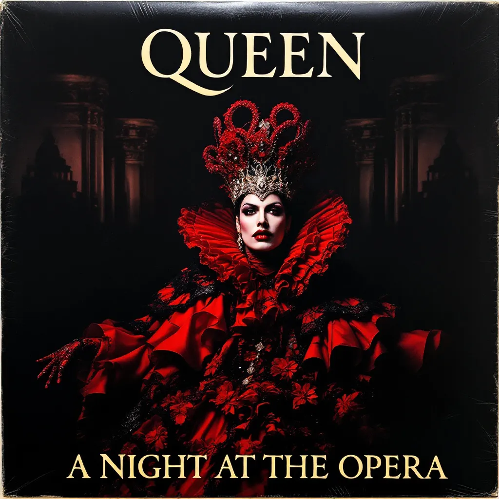 Prompt: red Muse, Rome silhouette vinyl cover 