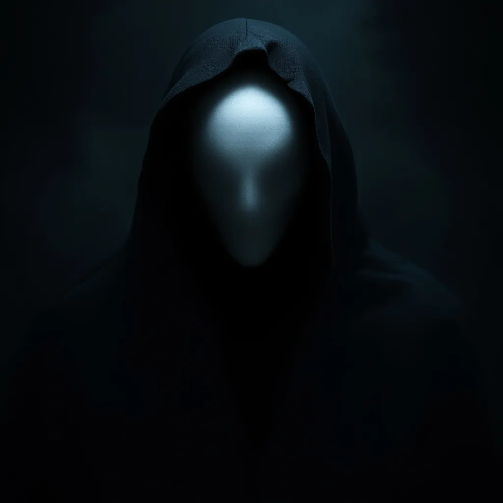 Prompt: white-masked man, eerie atmosphere reminiscent of Slender Man, dark shadows enveloping the figure, menacing presence, contrasting whiteness of the mask against deep blacks, chilling ambiance, tense suspenseful mood, dramatic lighting highlighting tension, ultra-detailed, high definition, mystery-filled background, unsettling yet captivating scene that evokes fear and intrigue.