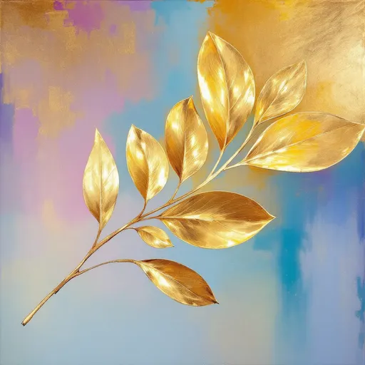 Prompt: metallic golden olive branch painting Elsa bleda 