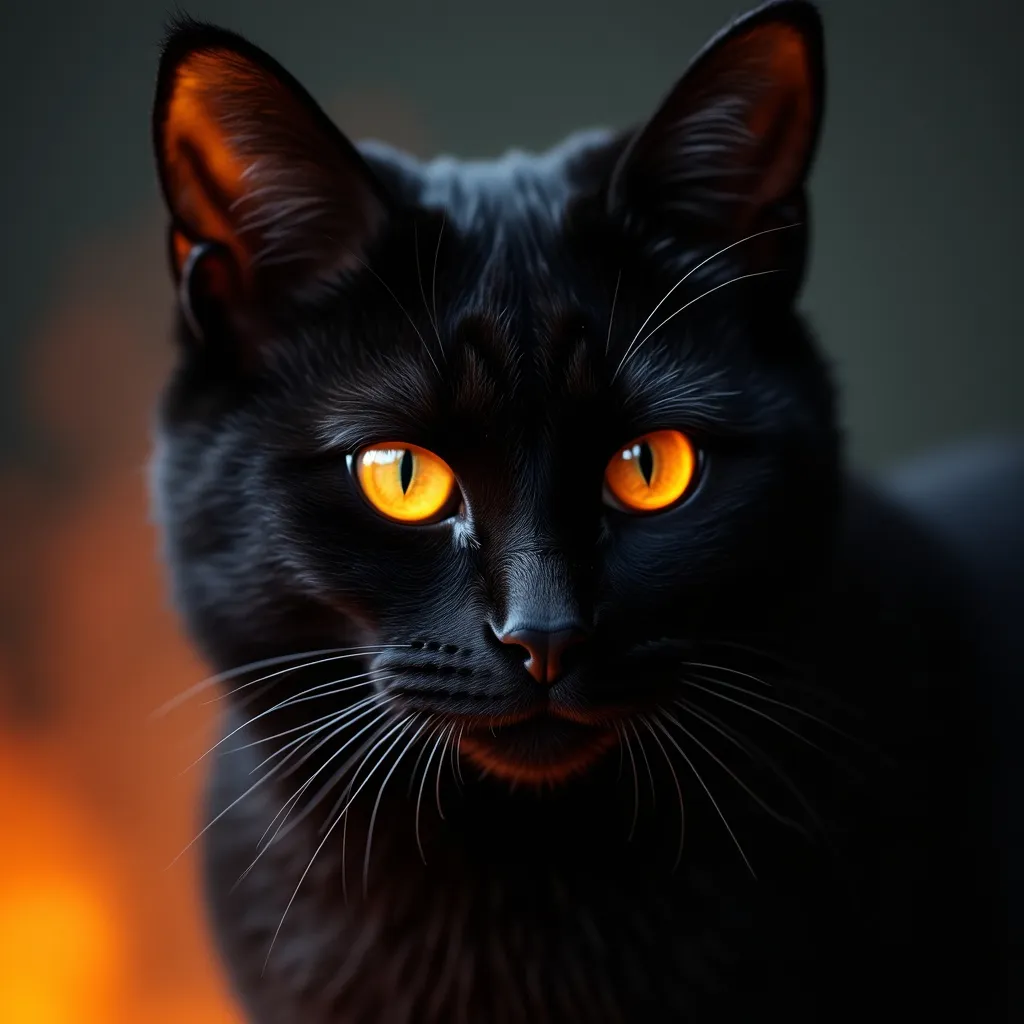Prompt: black cat with flaming eyes
