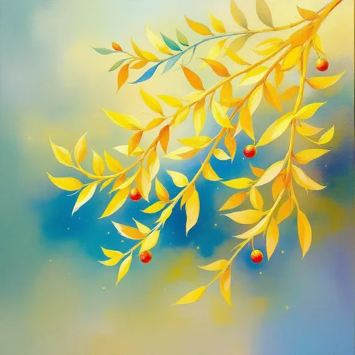 Prompt: golden olive branch painting Elsa bleda 