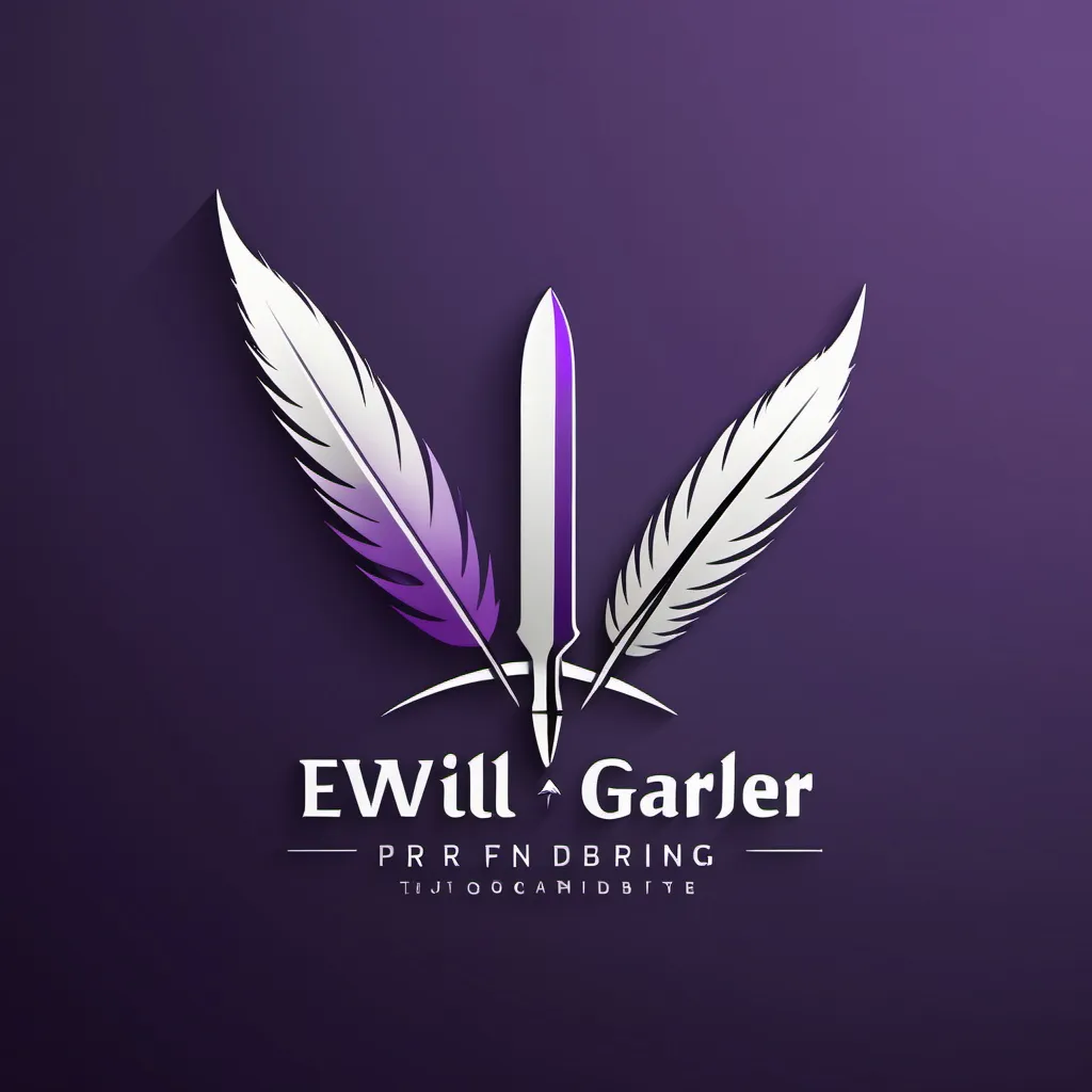 Prompt: create a logo Logo Concepts
Concept 1: The Dual Quill
Design: Two quills crossed in the center, with one pointing left and the other right (symbolizing ambidexterity).

Color Scheme: Purple and silver gradient for the quills, with a subtle ink splash forming the background.

Typography: “Edwin Garber” in a modern serif font below, and “Stories That Inspire” as a tagline in elegant script.
