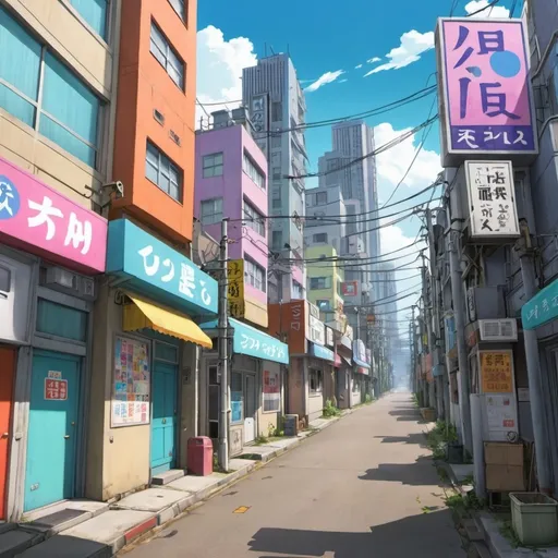 Prompt: zenless zone zero city very colourful daytime anime