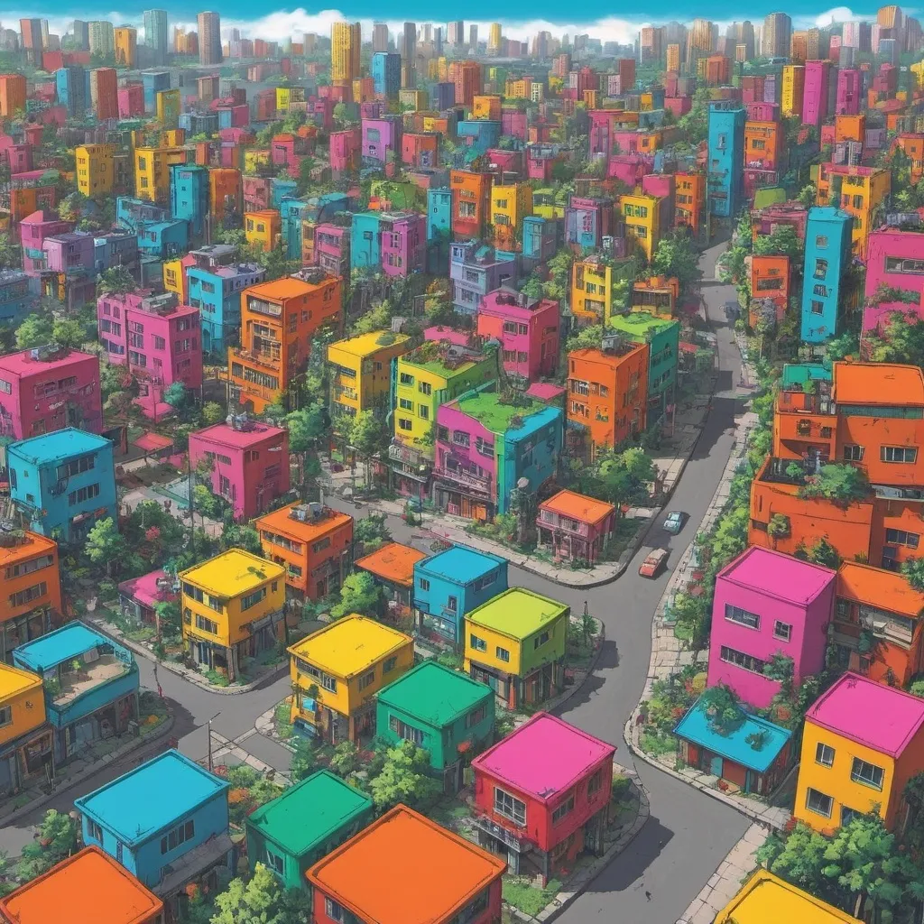 Prompt: zenless zone zero city very colourful