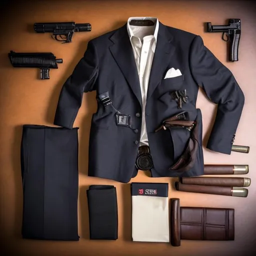 Prompt: Power,suit,gun belt,cigar
