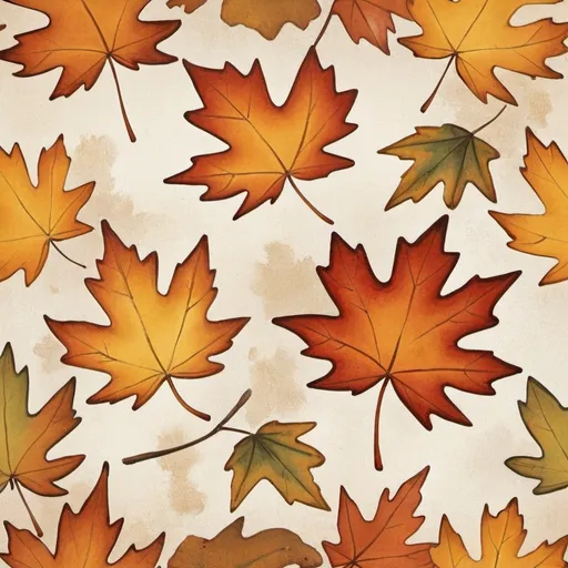 Prompt: Falling Leaves Painting Vintage Maple Leaves Print Rustic Autumn 