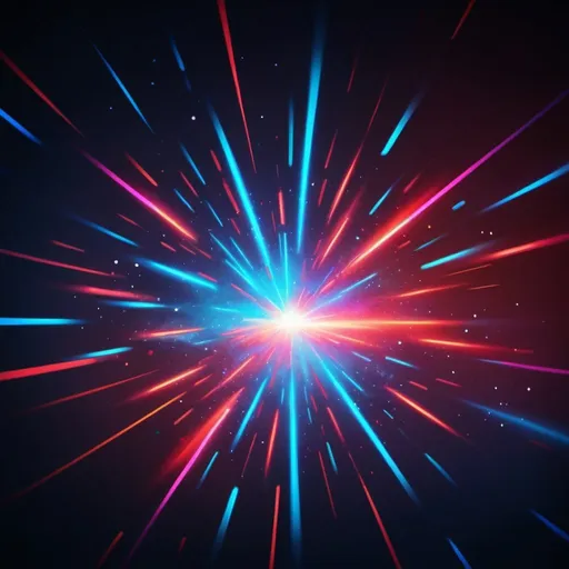 Prompt: Abstract background in blue and red neon glow colors. Speed of light in galaxy. Explosion in universe. Space background for event, party, carnival, celebration
