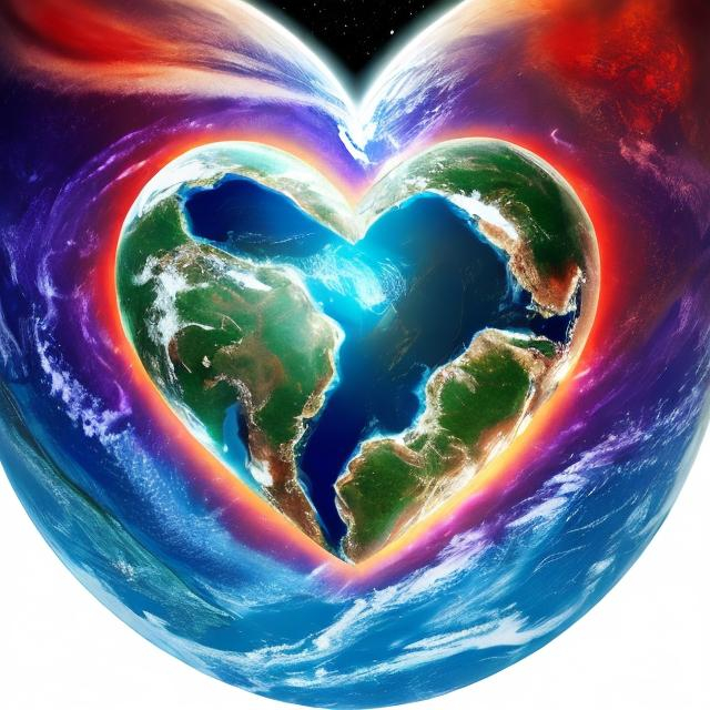 Prompt: planet earth heart shape two hands