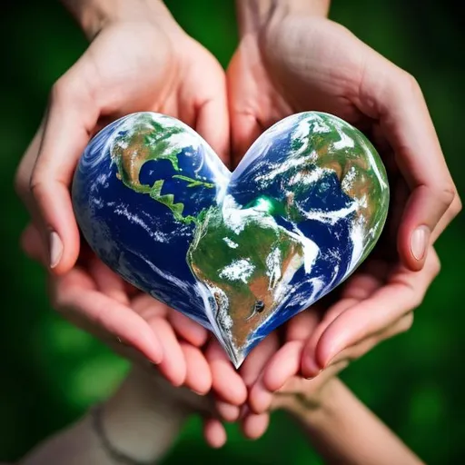 Prompt: Beautiful planet earth heart in two hands