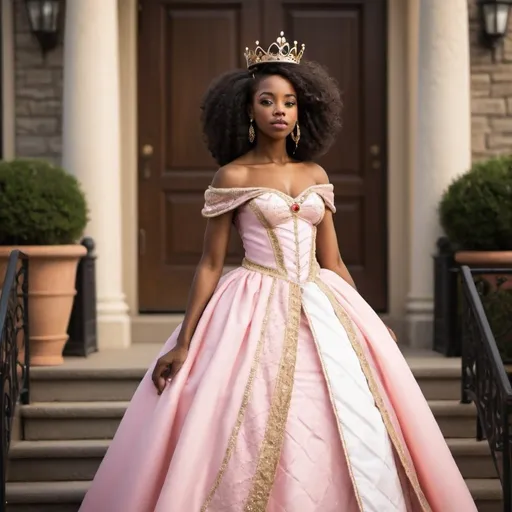 Prompt: African American princess standing in her kingdom
