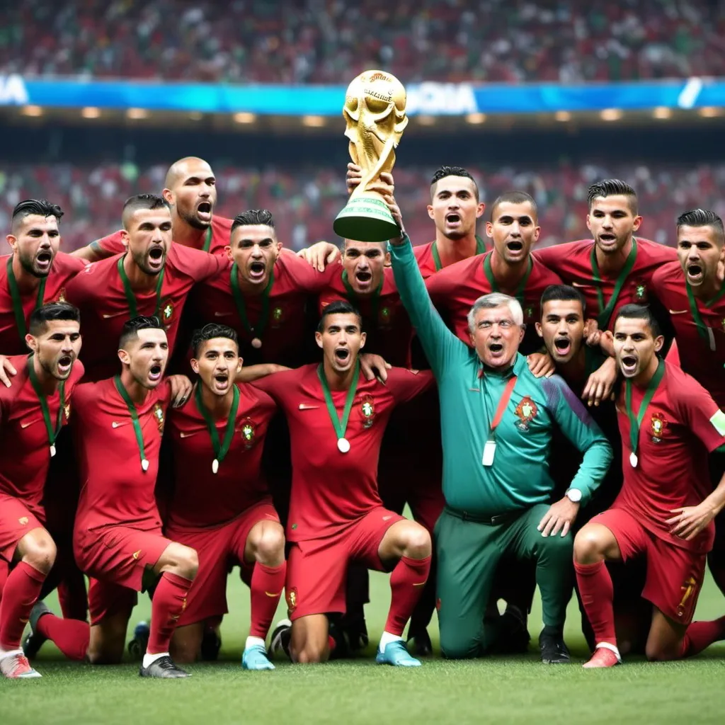 Prompt: an image of portugal soccer team winnong world cup 2026