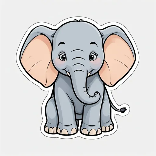 Prompt: An Elephant, Sticker, Ecstatic, Soft Color, Disney Pixar, Contour, Vector, White Background, Detailed