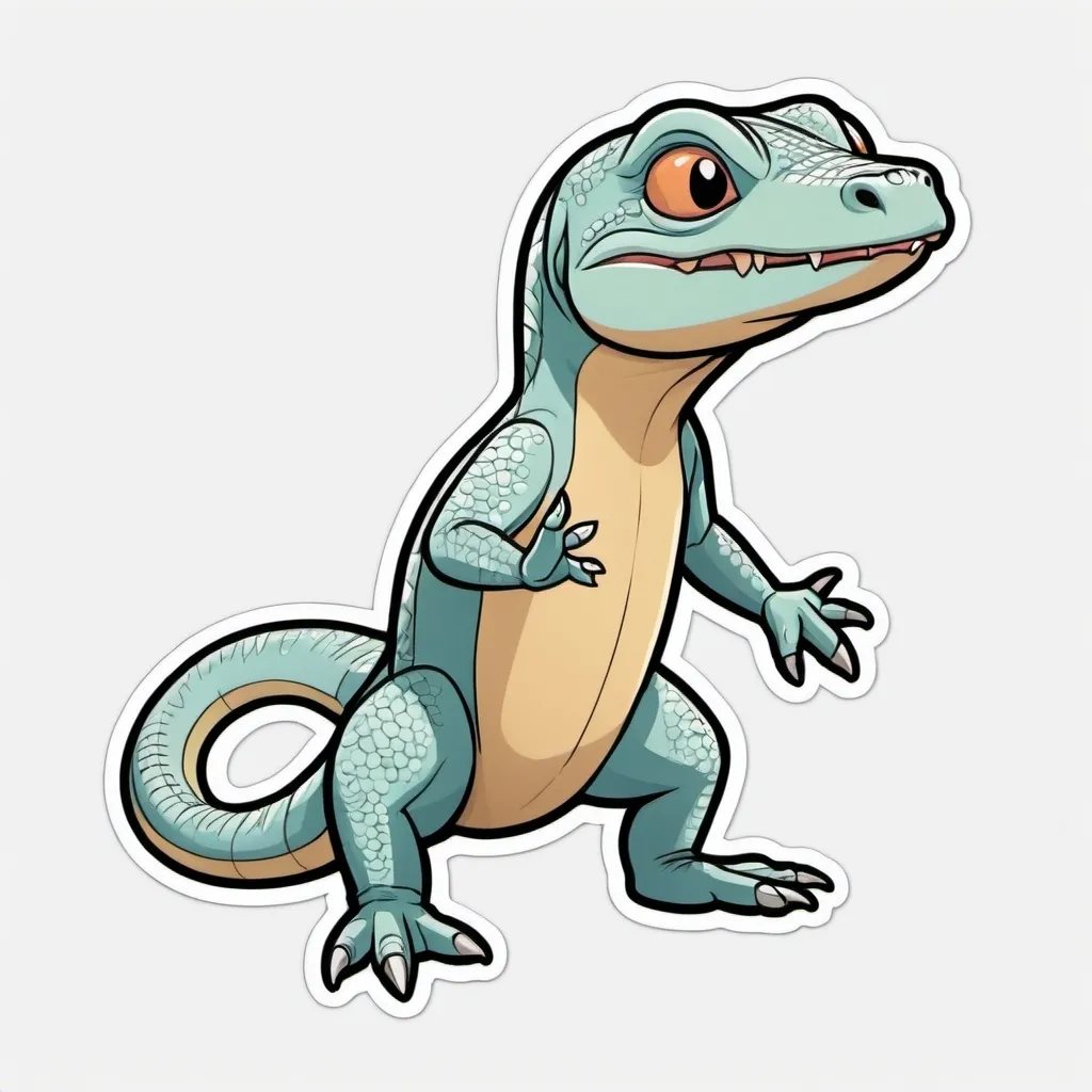 Prompt: A Monitor Lizard, Sticker, Ecstatic, Soft Color, Disney Pixar, Contour, Vector, White Background, Detailed