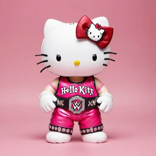 Prompt: Hello Kitty with WWE title belt
