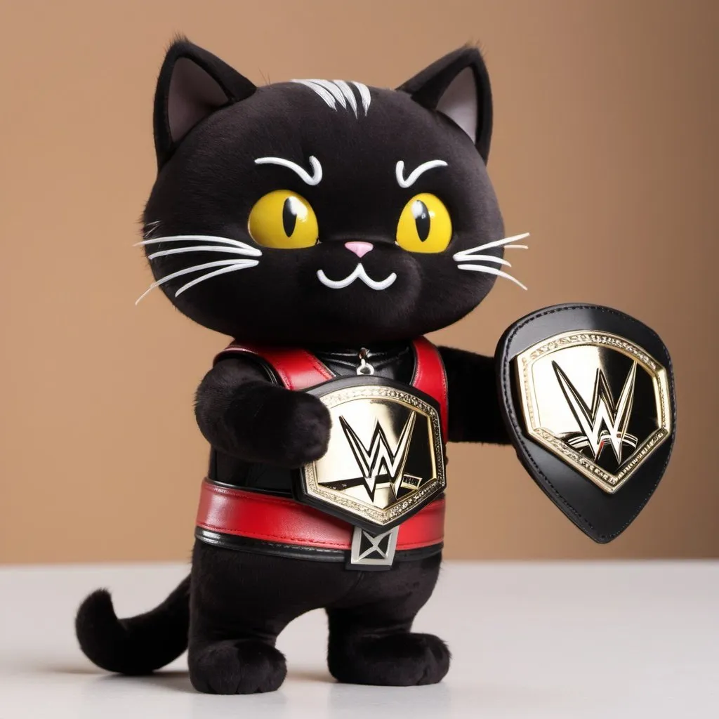 Prompt: ChocoCat with WWE belt