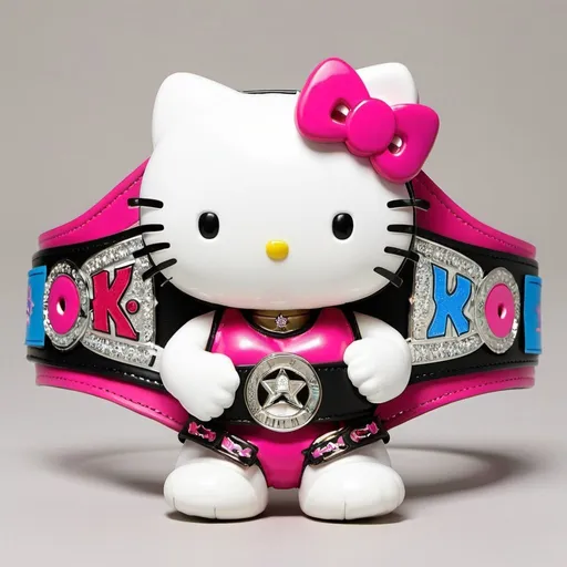 Prompt: Hello Kitty with Smackdown title belt
