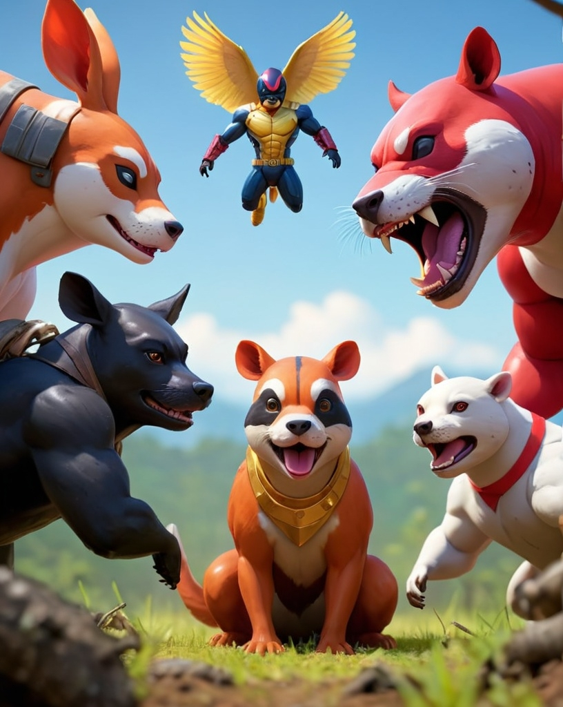 Prompt: Battle Royale super animal 