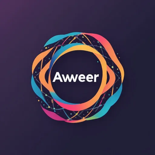 Prompt: Generate a logo featuring the text 'Aweer Connect' written in a wavy, dynamic font. Integrate geometric shapes and patterns in the background, representing connectivity and movement. Use a vibrant and engaging color scheme.