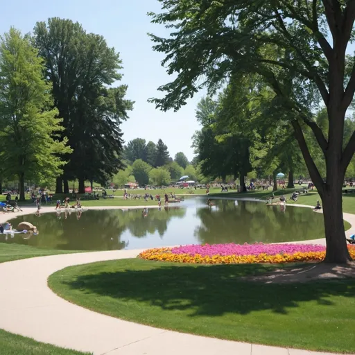 Prompt: The town park was a large, open space with sprawling lawns, tall trees, and colorful flowerbeds. There were winding paths for walking and biking, a playground full of swings and slides, and a pond where ducks and swans swam peacefully. The park was a central gathering place for the community, where people could relax, play, and enjoy nature.