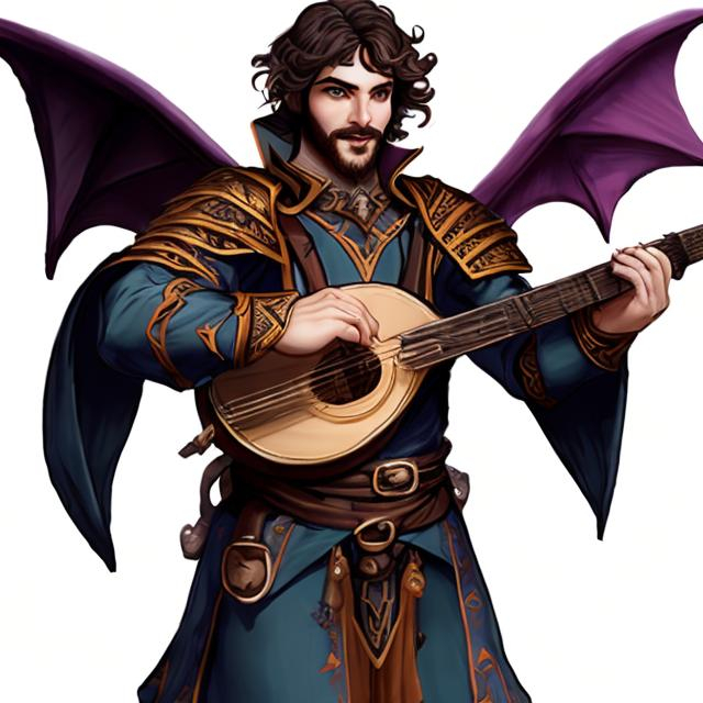 Prompt: Strong Male Dungeons and Dragons Bard with Lute