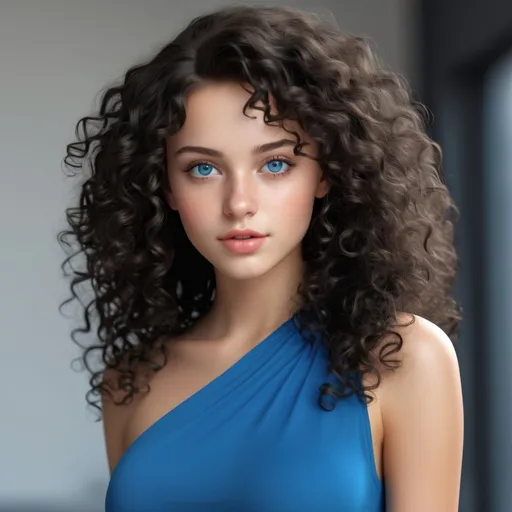 Prompt: Women 19 years old black curly hair small nose full lips perfect body blue eyes realistic 8K hihg graphic
