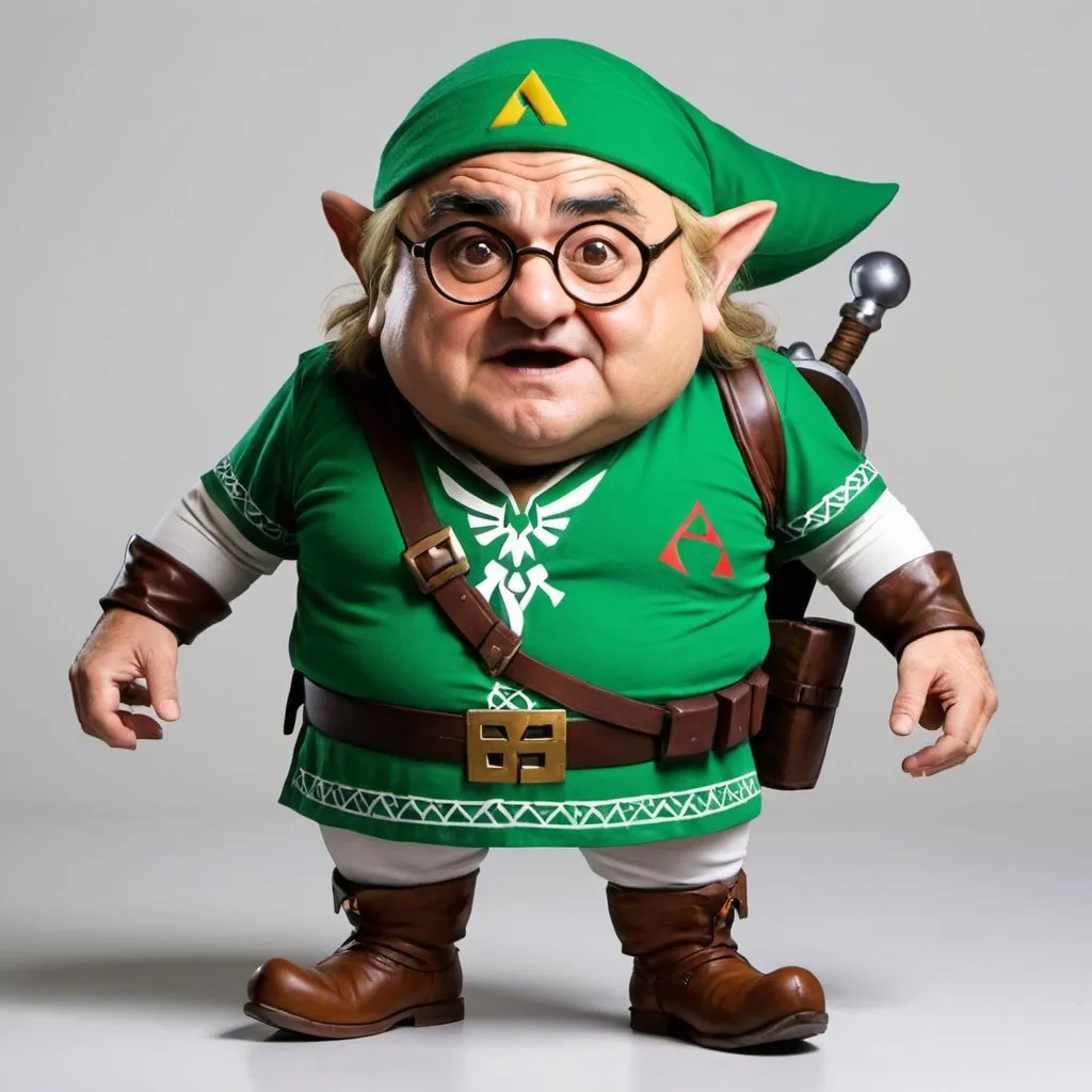 Prompt: Danny devito as link from legend of zelda