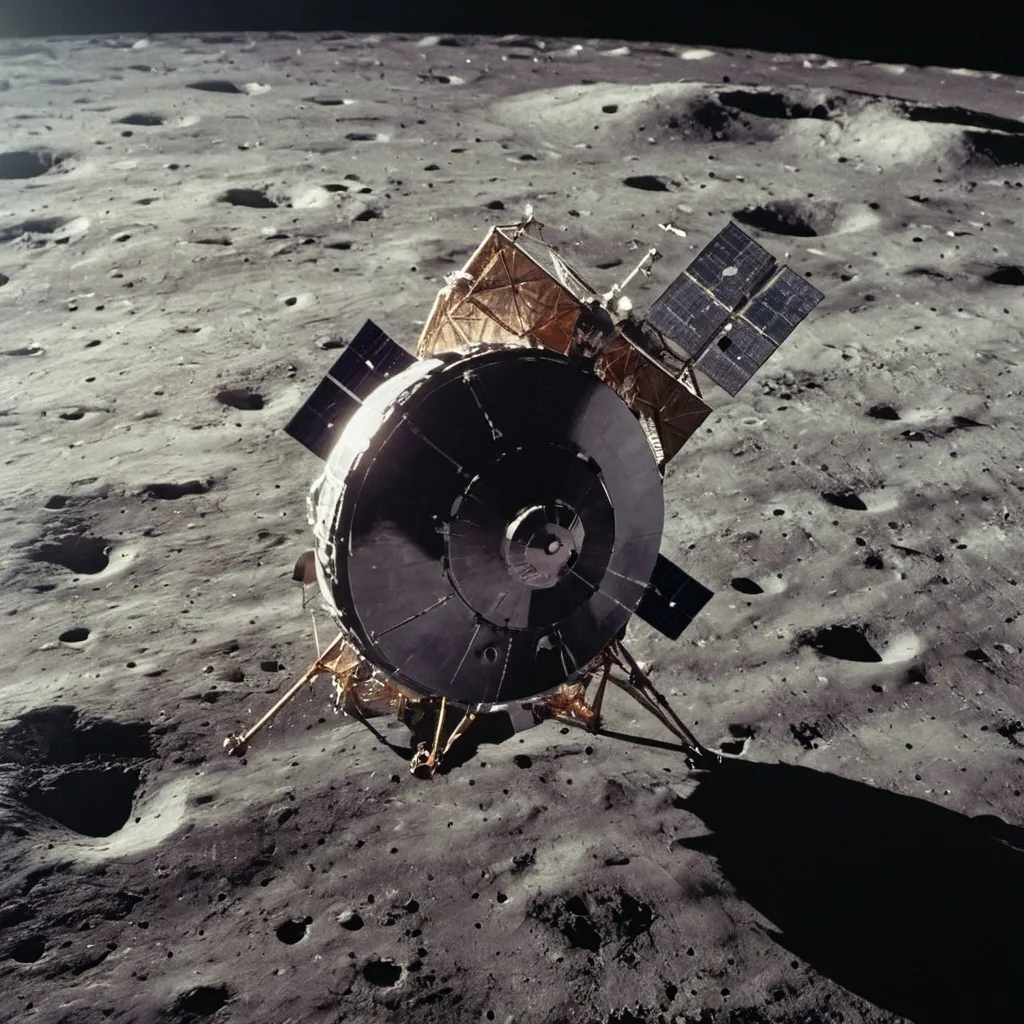 Prompt: a satellite about to land on moon
