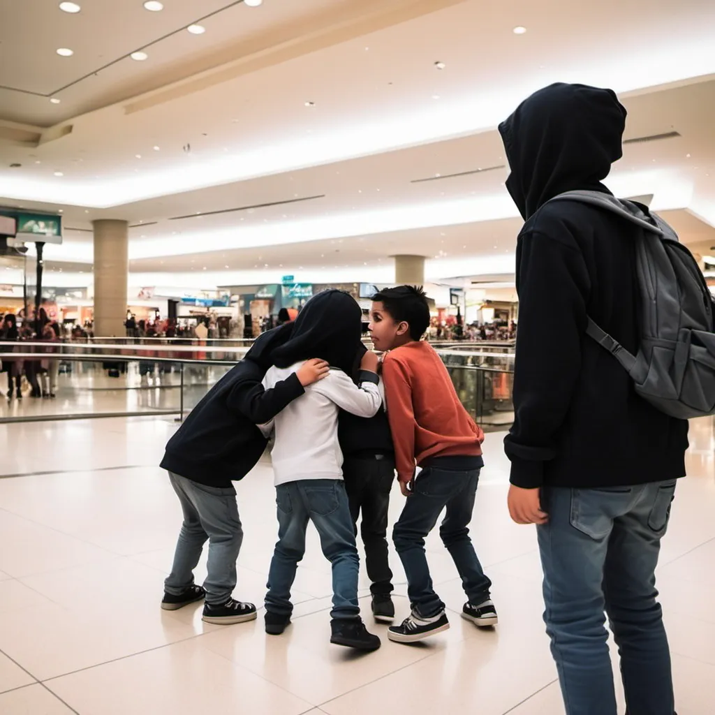 Prompt: For context of the situation as me and my friends were playing hide and seek,in a mall some kids from school were acting like they wanted to jump me