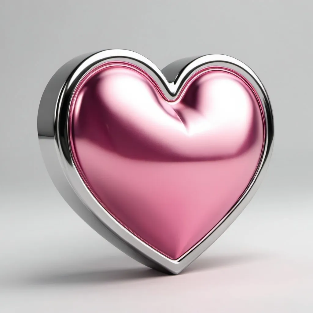 Prompt: 3d chrome metal corazon en rosa