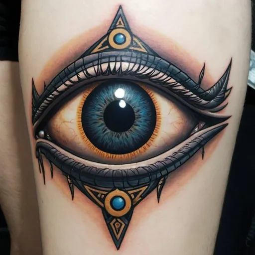 Prompt: Osiris eye in a rod tatoo