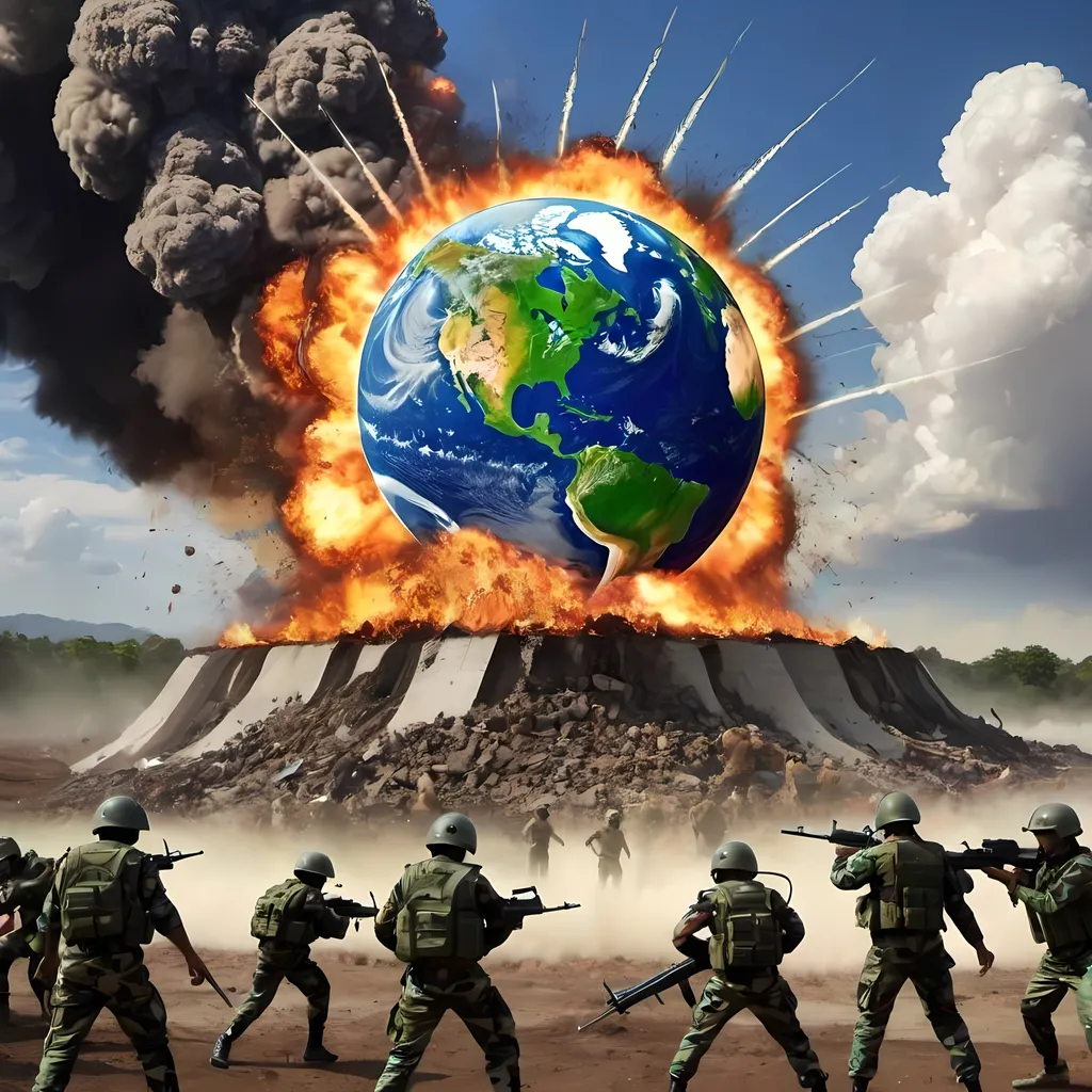 Prompt: earth destroy by kalki army