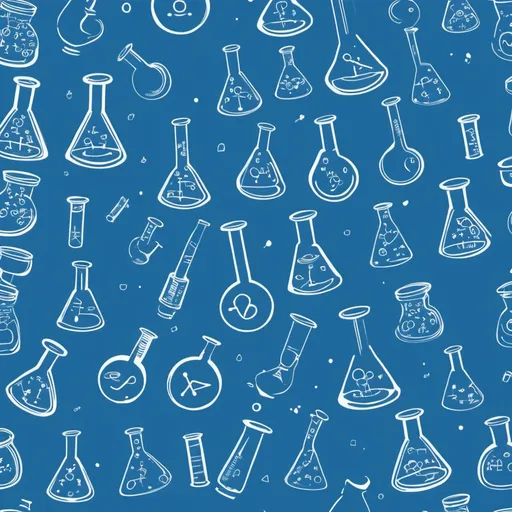 Prompt: I want a wallpaper in blue sky color 
 Iin the miiddle you can write Magic Lab 

And surrond it with beakers and things related to atoms and chemistryband lab