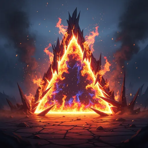 Prompt: A triangular flame portal