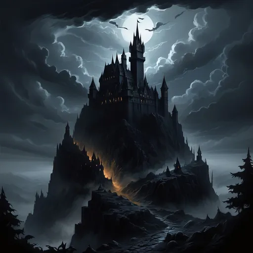 Prompt: **Title:** The Shadow of Evernight Castle**Prompt:**

Beneath a sky crackling with malevolence, a storm rages around Evernight Castle, which looms ominously atop a craggy hill. Its jagged spires pierce the tumultuous clouds, bathed in a perpetual twilight that seems to suffocate the light. The castle’s black stone walls, slick with the relentless rain, whisper tales of a forgotten era—a time when it was alive with the laughter of nobility, now replaced by an eerie silence disturbed only by the howling wind and the echo of distant thunder.

As the villagers in the valley below edge closer to madness, their dreams tainted by visions of shadowy figures dancing in the castle’s torch-lit halls, a darkness stirs within the castle itself. Long ago, it was sealed from the outside world, ensnared by a curse that came with its own dark secrets. The restless spirits of those who perished in its halls still wander, bound by their unfulfilled desires and tragic fates.

When a storm-worn traveler stumbles upon the castle, drawn by an inexplicable force, the winds shift. This stranger, with a heart heavy from loss, soon finds themselves ensnared in the castle’s labyrinthine corridors. As lightning illuminates the grand, decaying ballroom and the disintegrating tapestry capturing a once-glorious dynasty, they must unravel the dark histories entombed in the very stones of Evernight.

To escape this haunted stronghold, they must confront the past—both their own and that of the castle’s long-buried tragedies. Each encounter with spectral figures draws them deeper into a web of treachery, betrayal, and unrequited love, where no one can be entirely trusted. Will they uncover the truth that binds the spirits to their eternal torment, or will they succumb to the castle’s malevolent allure, forever lost in its shadows?And as the storm outside intensifies, the castle seems to awaken, as if beckoning them to embrace their fate within its darkened embrace.