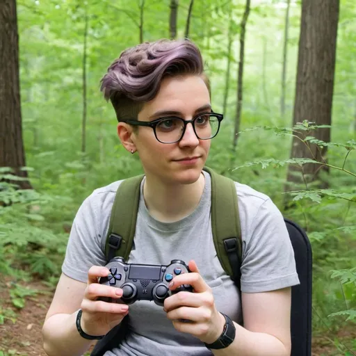 Prompt: a queer gamer in nature