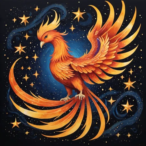 Prompt: Phoenix with stars