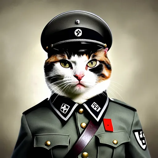 Prompt: cat nazi soldier