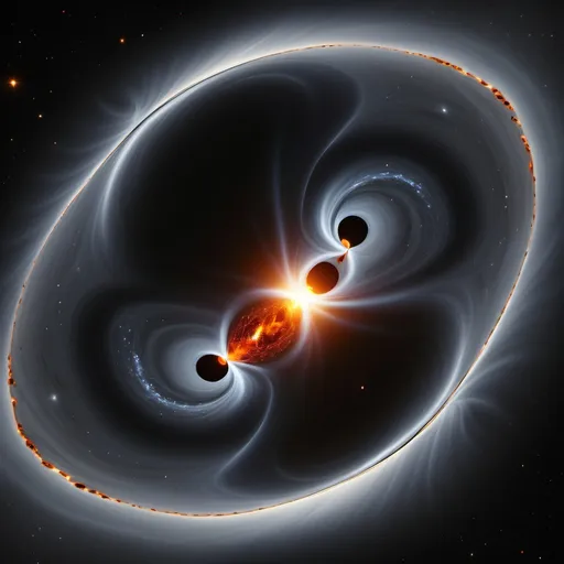 Prompt: black holes colliding and explodeing