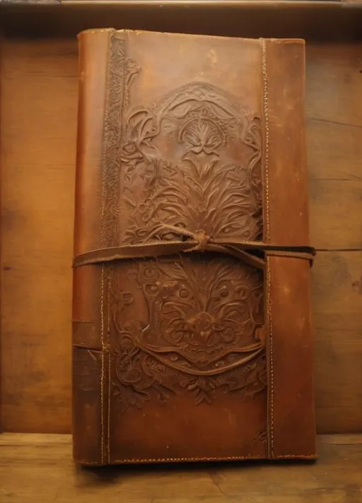 Prompt: antique leather reallistic book cover