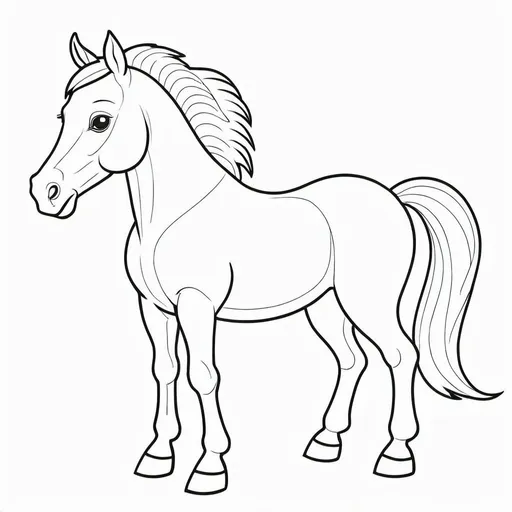 Prompt: a very simple horse for kids colouring, only lines, without any colour