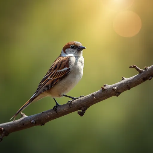 Prompt: a sparrow sitting on a brush branch, strong bokeh, supersharp, 4k