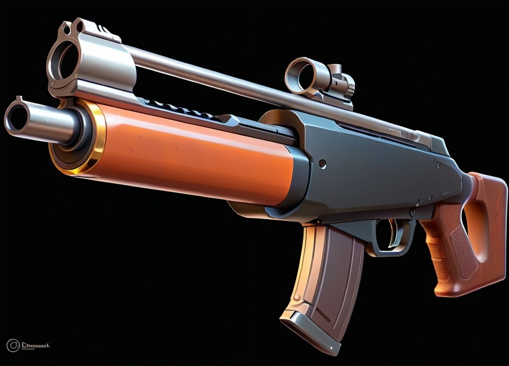 Prompt: a very nice looking gun with a big gun clipping out of it's side view of the rifle, Dom Qwek, rayonism, vector, concept art