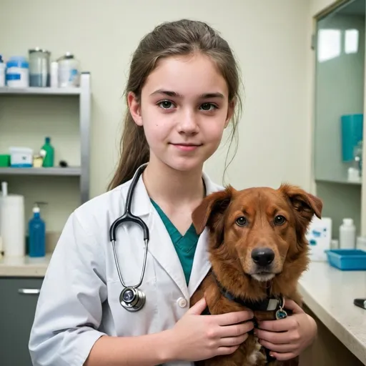 Prompt: A teenage girl as a veterinarian
