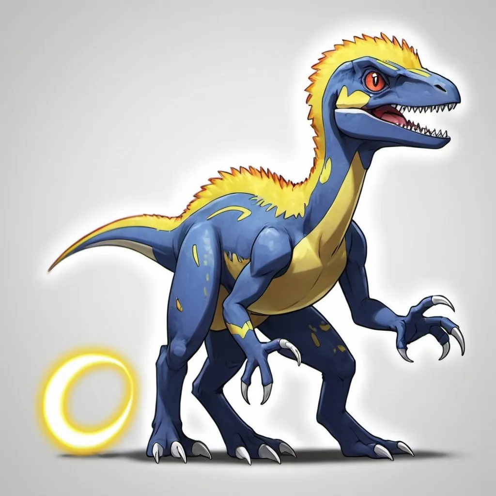 Prompt: Velociraptor as an electric type pokemon