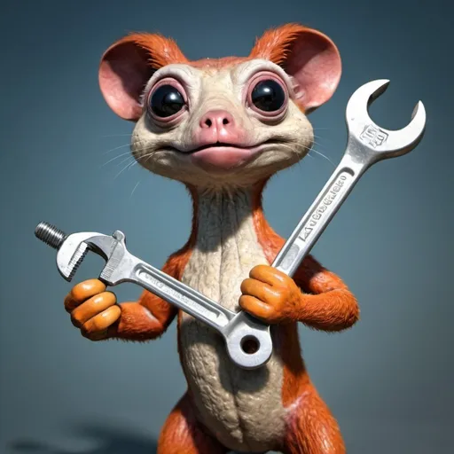 Prompt: Weird animal holding spanner. HDR. 8k. Photorealistic 