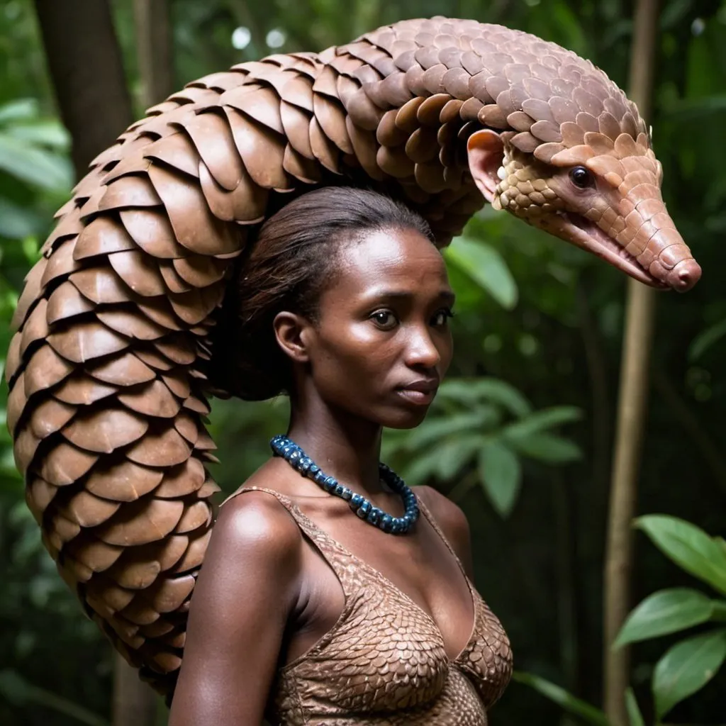 Prompt: Pangolin woman