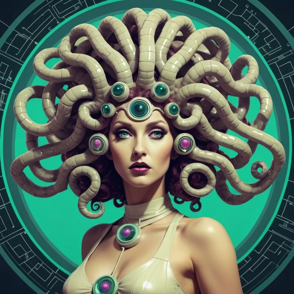 Prompt: Retro futurist medusa