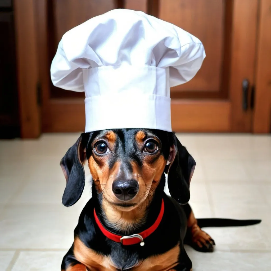 Prompt: Dachshund chef hat