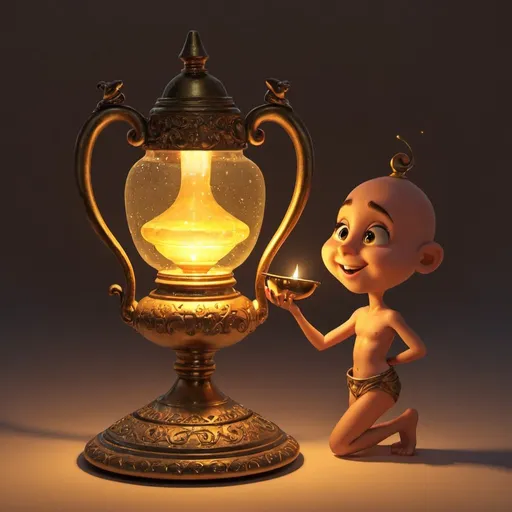 Prompt: Genii and magic lamp. 